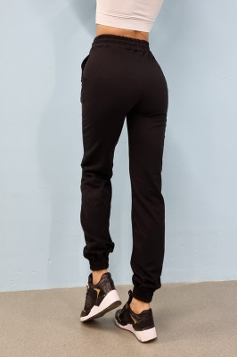 Pantaloni sport Benone, din bumbac, Negru-spate