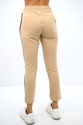 Pantaloni sport FlexLine, cu vipusca si lungime asimetrica, Crem detaliu spate