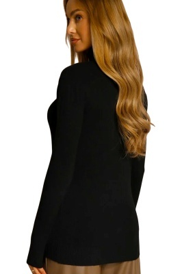 Pulover dama din tricot ARYA, cu guler rulat, Negru, Marime S/M