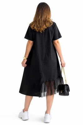Rochie couture ORYANA cu floare decorativă oversize și șiraguri elegante