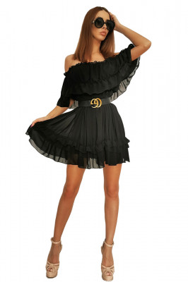 Rochie Divisim, vaporoasa, Negru, Marime S/M