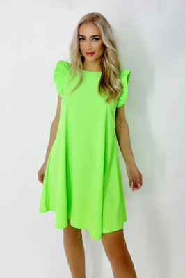 Rochie larga Azzuro, cu umeri bufanti si croiala in A, Verde3