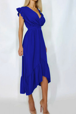 Rochie midi cu cordon in talie Bianca, Albastru indigo, Marimea S/M1
