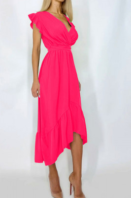Rochie midi cu cordon in talie Bianca, Roz, Marimea S/M1