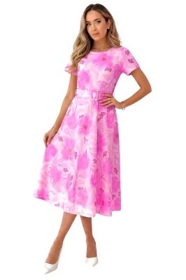 rochie fucsia florala feminina pentru tinute de zi