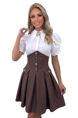 Rochie eleganta tip camasa cu design rafinat si volum controlat