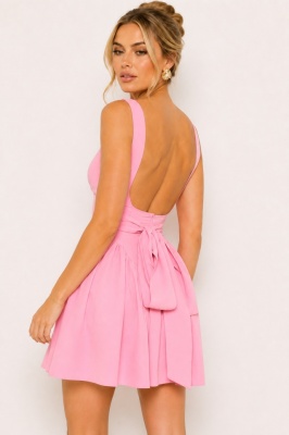 Rochie scurta babydoll MARA, cu funda la spate