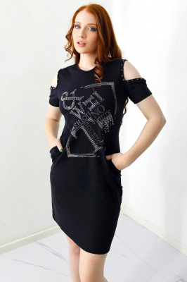 Rochie sport Karolyn, cu umerii cazuti si paiete scris