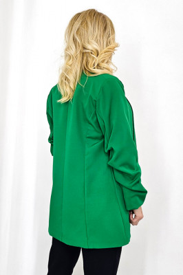 Sacou casual Adnana, cu revere rotunde si buzunare decorative, Verde deschis, Marime universala S/M spate