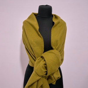 Sal lung tip esarfa Serene Luxe, cu lurex si casmir, Verde olive, 200x70 cm