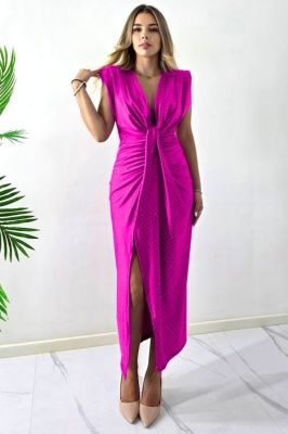 Set 3 bucati Rochie de ocazie cu cristale JHOSY, Fucsia, Marime S/M