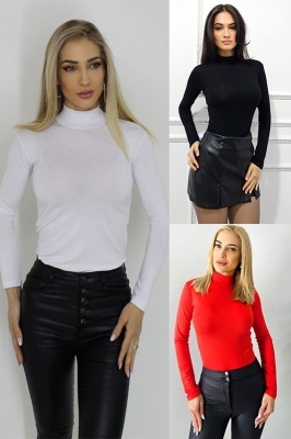 Set promo, cu trei piese malete Lady Liza Red Statement, cu guler pe gat si textura subtire, Marime S/M