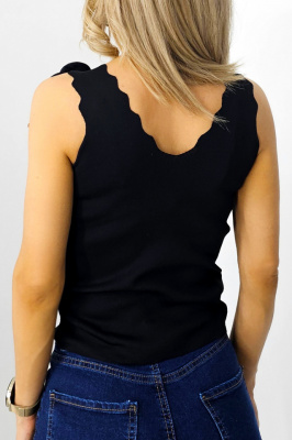 Top elegant Leonida, cu flori satinate detasabile, Negru, Marime S/M spate detaliu