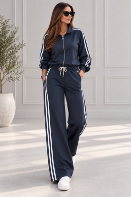 Trening dama CORINA, cu guler inalt si fermoar, Bleumarin, Marime S/M/L