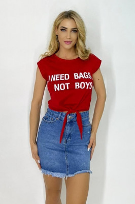 Tricou de dama scurt I Need Bags, rosu