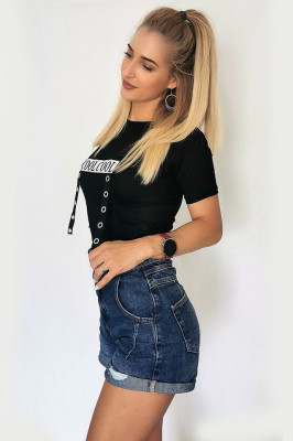 Tricou lungime medie, din bumbac "Cool Cool", Negru3