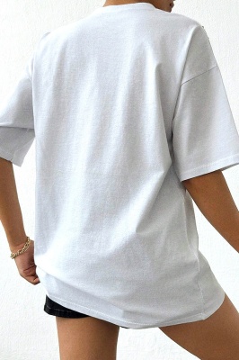 Tricou lung Tizea, cu strasuri asimetrice si tipar cu umerii cazuti, Alb 2