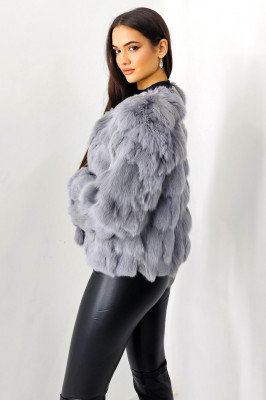 Blana naturala de vulpe Sidonia, cu prindere pe interior, Mov, Marime S/M/L 4