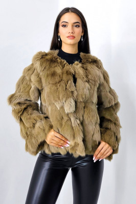Blana naturala de vulpe Sidonia, cu prindere pe interior, Bej, Marime S/M/L 1