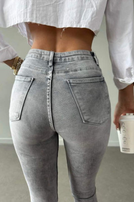 Blugi dama skinny Chiara, cu efect de push up, Gri3