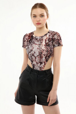Body Camilla, cu maneca scurta, Snake2