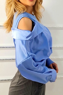 camasa bleu cu aspect mereu in trend