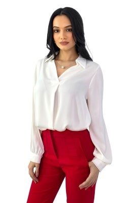 camasa alba office dama cu accesoriu perla matase