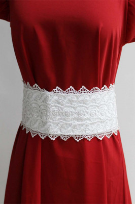 Centura corset Maya, in stil traditionat cu dantela, alb