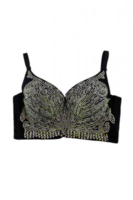 Corset elegant Spangle, cu paiete si margele  artizanale, Negru 3