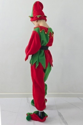 costum spiriduș Crăciun băiat verde și roșu