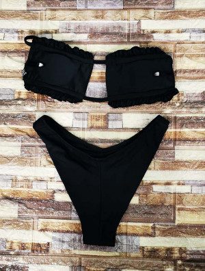 Costum de baie Cuba, cu trei piese, negru