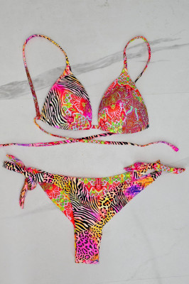 Costum de baie doua piese Daphne, slip reglabil si sutien cu push up, Draft fucsia3
