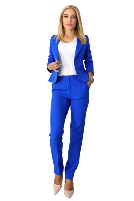 Costum elegant INDRA, sacou cambrat si pantaloni slim fit cu șliț, Albastru 2