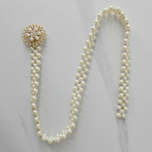 Curea elastica Pearly, catarama metalica decorativa si perle, Strelitzia 4