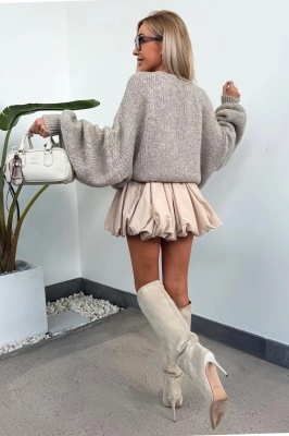 fusta BUBBLE mini cu stil urban crem