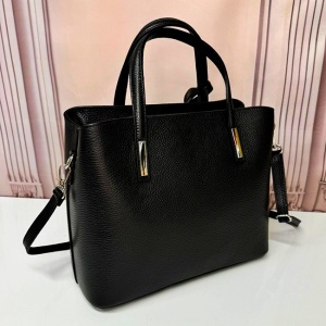 Geanta Business Tote, din piele naturala si curea detasabila, Negru 3