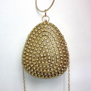 Geanta de ocazie, Glitter Drop, cu maner rotund fix si lant detasabil, Auriu1