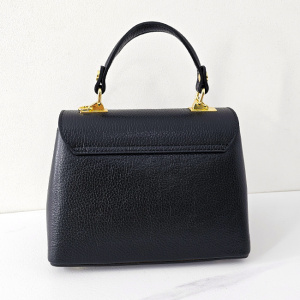 Geanta eleganta, Glamour Style, din piele naturala, business si curea detasabila, Negru spate