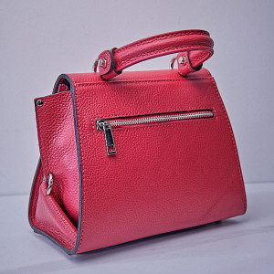 Geanta eleganta, PoshPurse, din piele naturala, de tip business si inchidere laterala, Fucsia spate