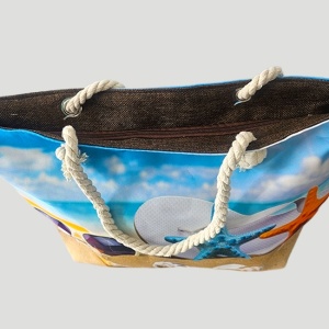Geanta mare pentru plaja cu imprimeu de vara si manere tip sfoara, Sun Glasses 2