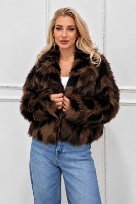 Haina animal print Ysolde din blana ecologica, cu interior satinat, MARO, Marime S/M