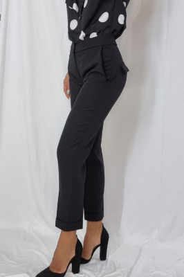Pantaloni cu dunga Massika negru-lateral 1