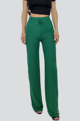 Pantaloni largi Amina, cu snur in talie, Verde3