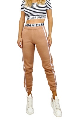 Pantaloni vatuiti cu bumbac, MOVEN Club si banda elastica, BEJ