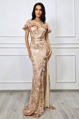 rochie aurie cu paiete pentru evenimente elegante