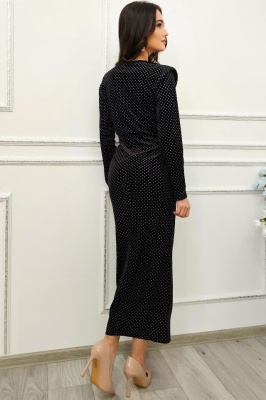 Rochie lunga eleganta Vanessa, cu paiete si decolteu adanc, Negru, poze spate