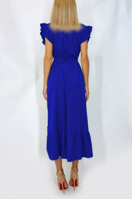 Rochie midi cu cordon in talie Bianca, Albastru indigo, Marimea S/M2