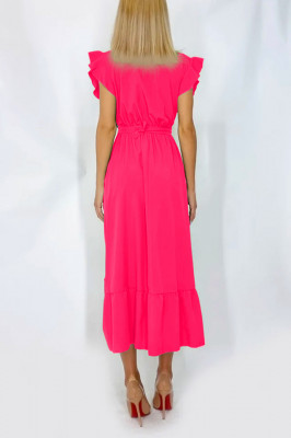 Rochie midi cu cordon in talie Bianca, Roz, Marimea S/M2