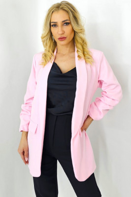 Sacou casual Nora, de lungime medie, Roz, Marime S/M 3