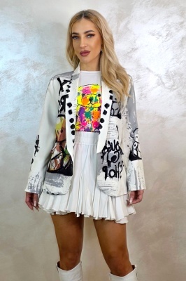 Sacou de zi GRAFFITI, cu imprimeu pop-art Go To Shop, Marime S/M